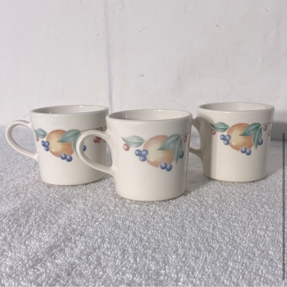 Vintage Corningware Abundance Fruit Pattern Coffee Cups x3 - Picture 3 of 8